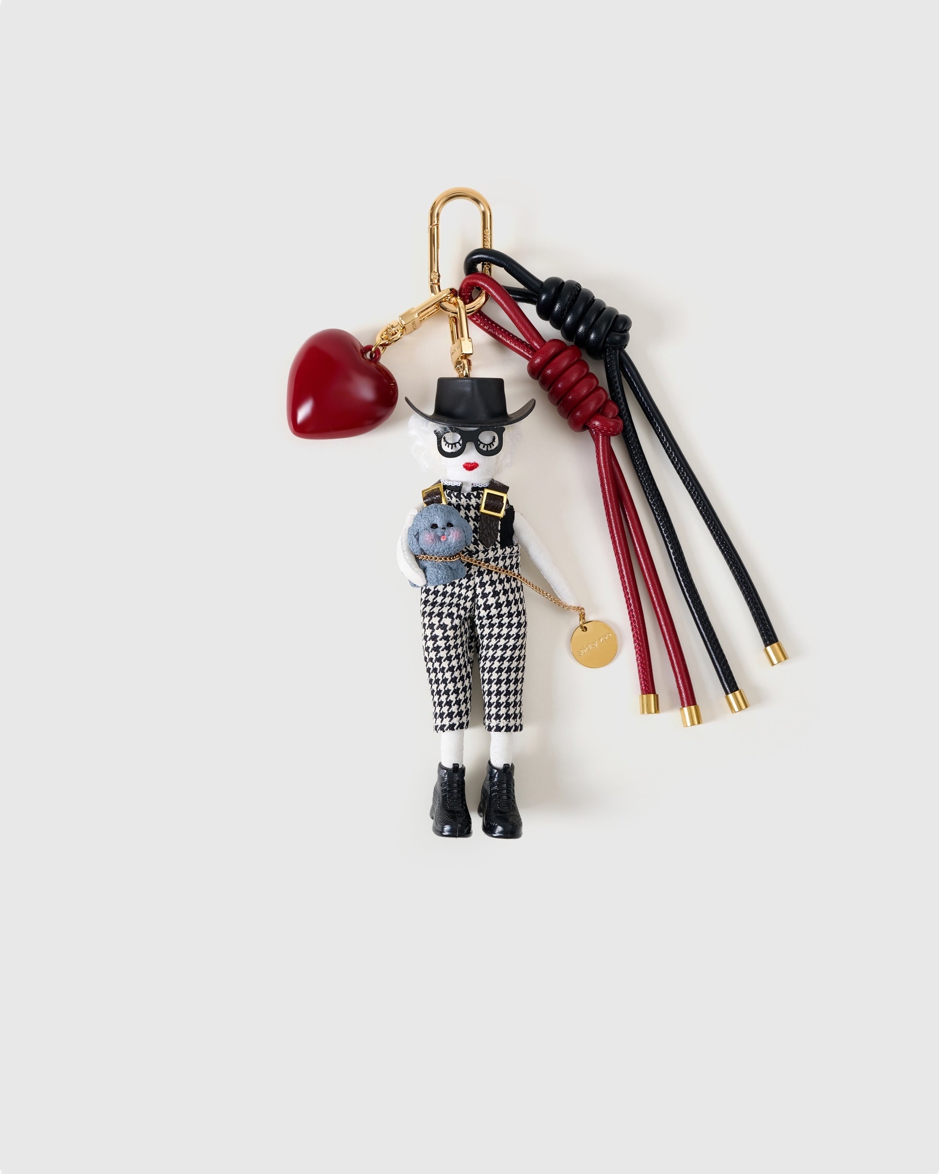 SAINT BABE & POODLE Stack Charm – Handmade Monochrome Heart & Gold