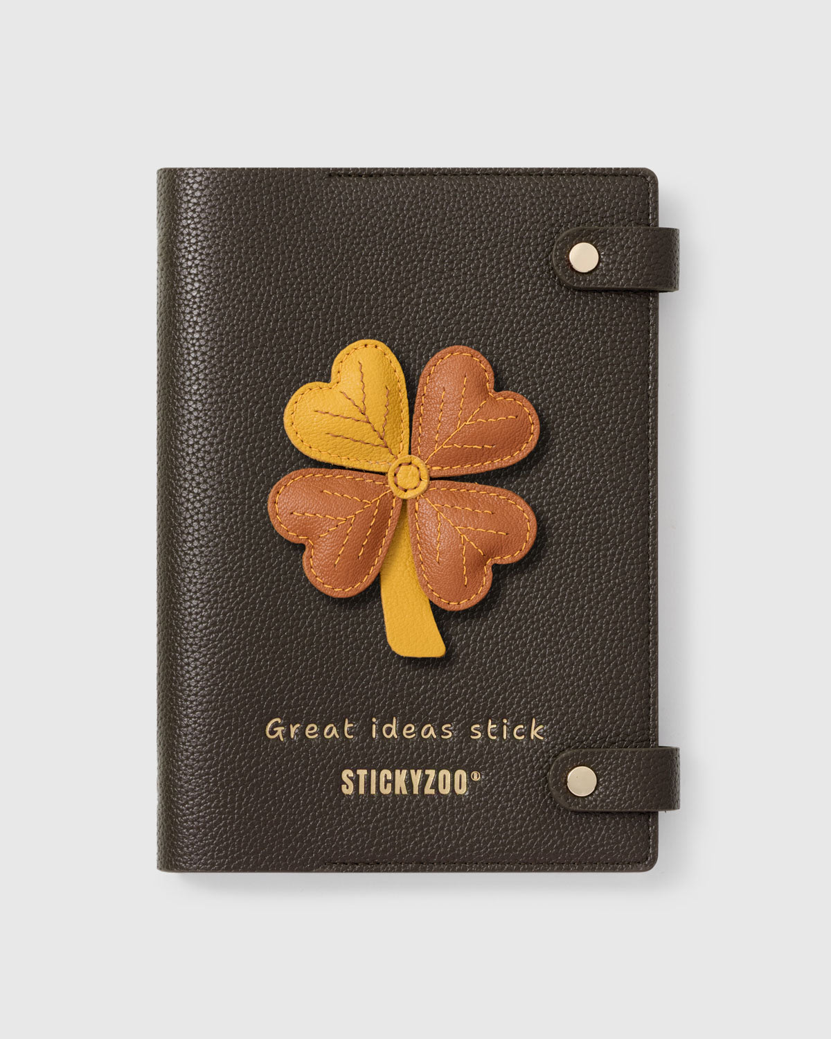 leather notebook lucky clover – handmade gift for journaling