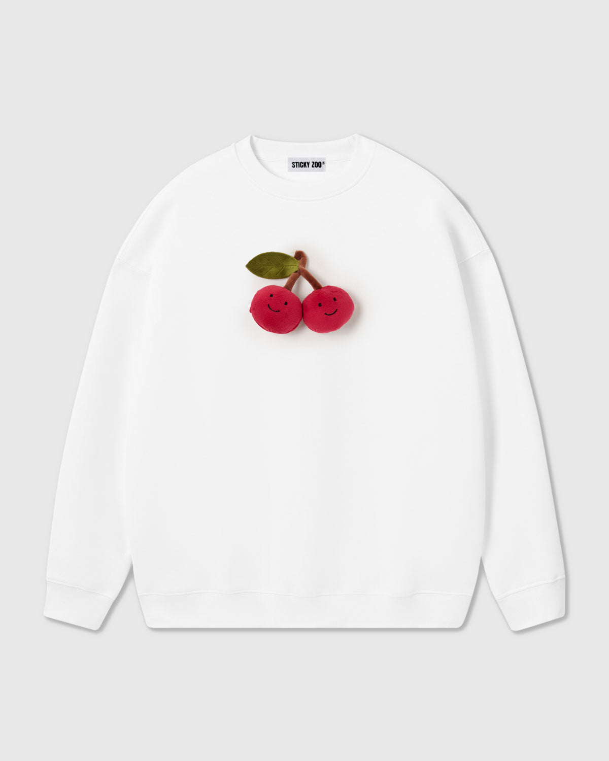 Cotton Sweatshirt with Hand-Stitched Plush Cherries — Limited Drop
