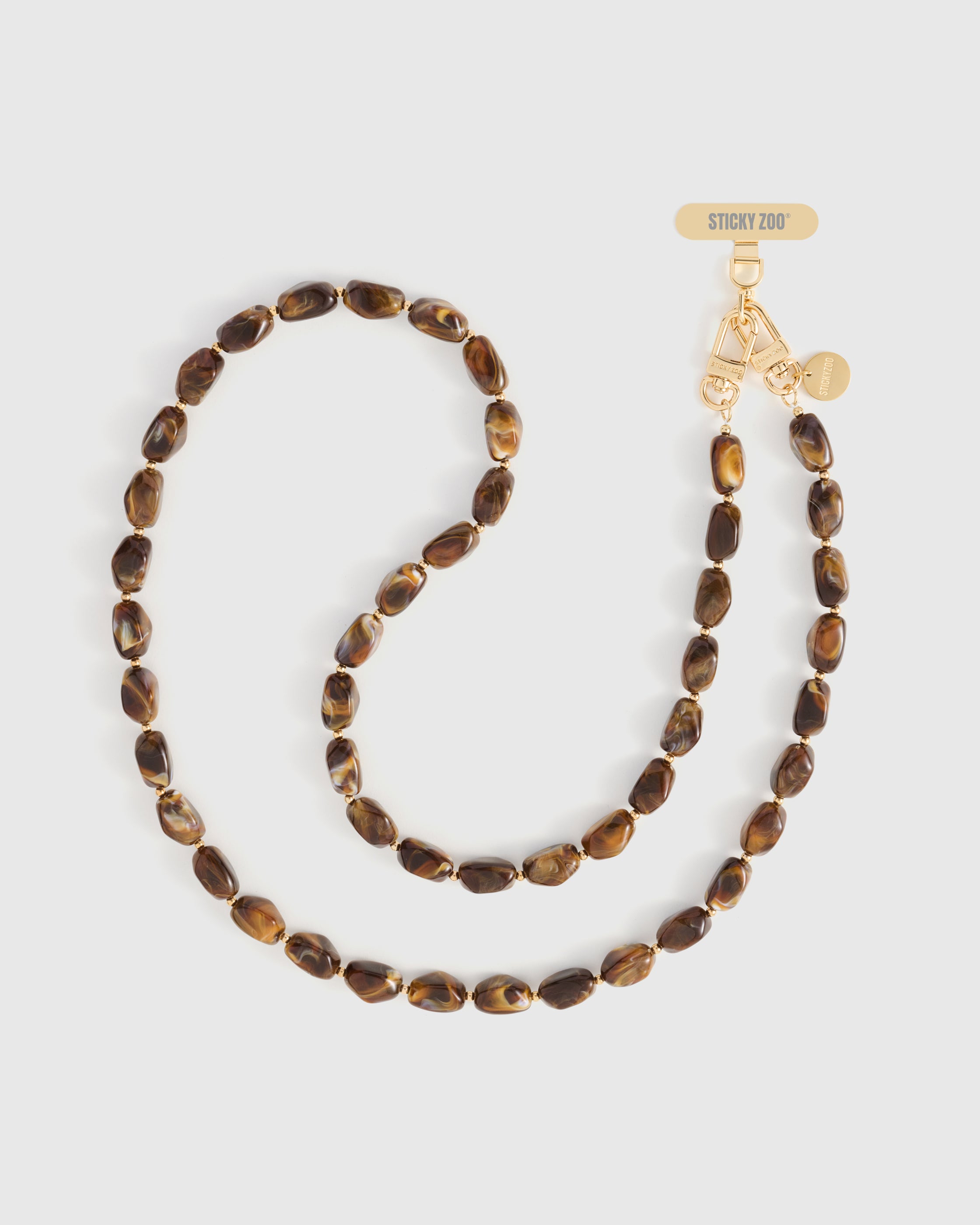 Elongated Marble Bead Phone Strap — Handmade Amber Wristlet