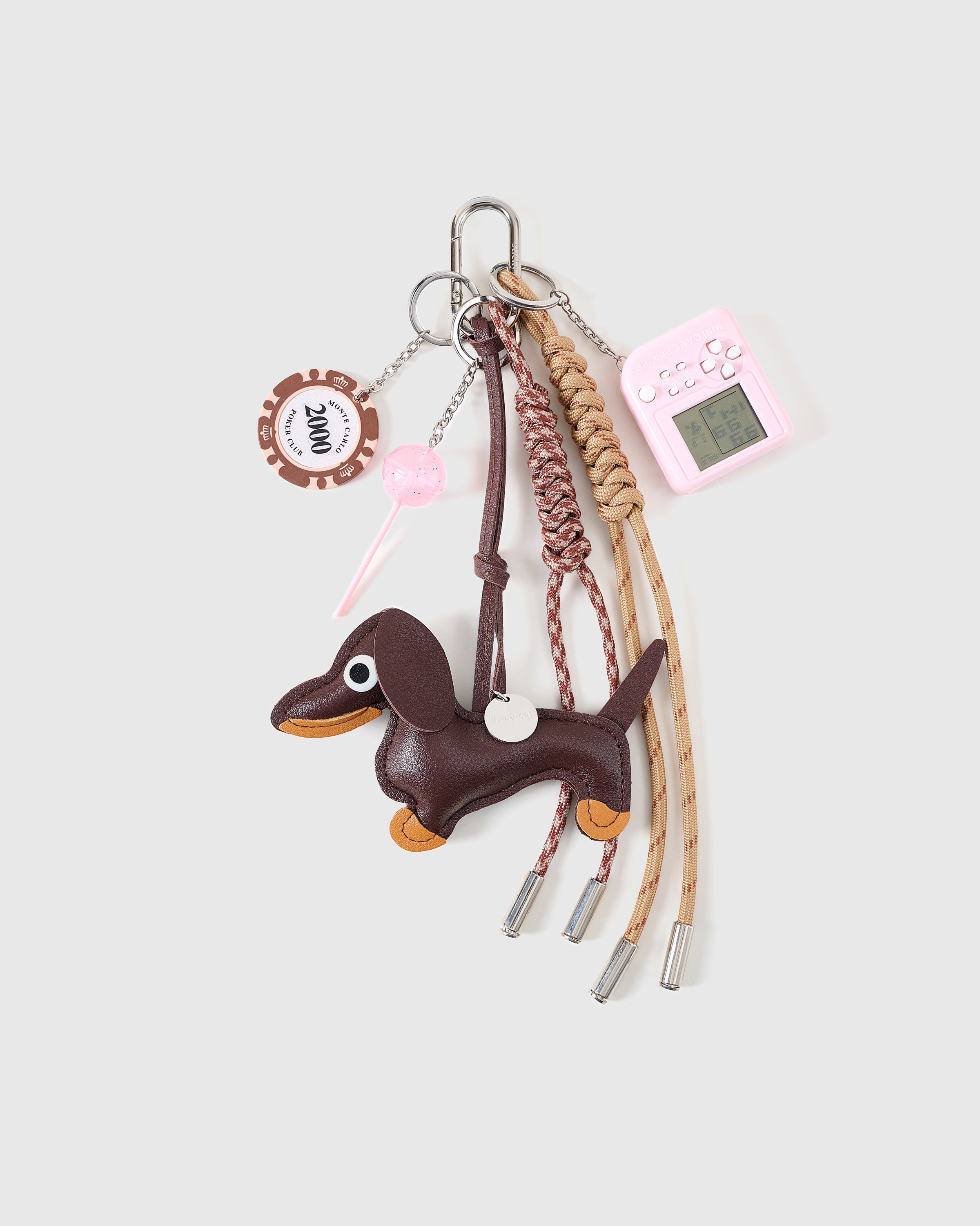 Sticky Zoo® Dachshund Bag Charm & Keychain - Mocha Faux