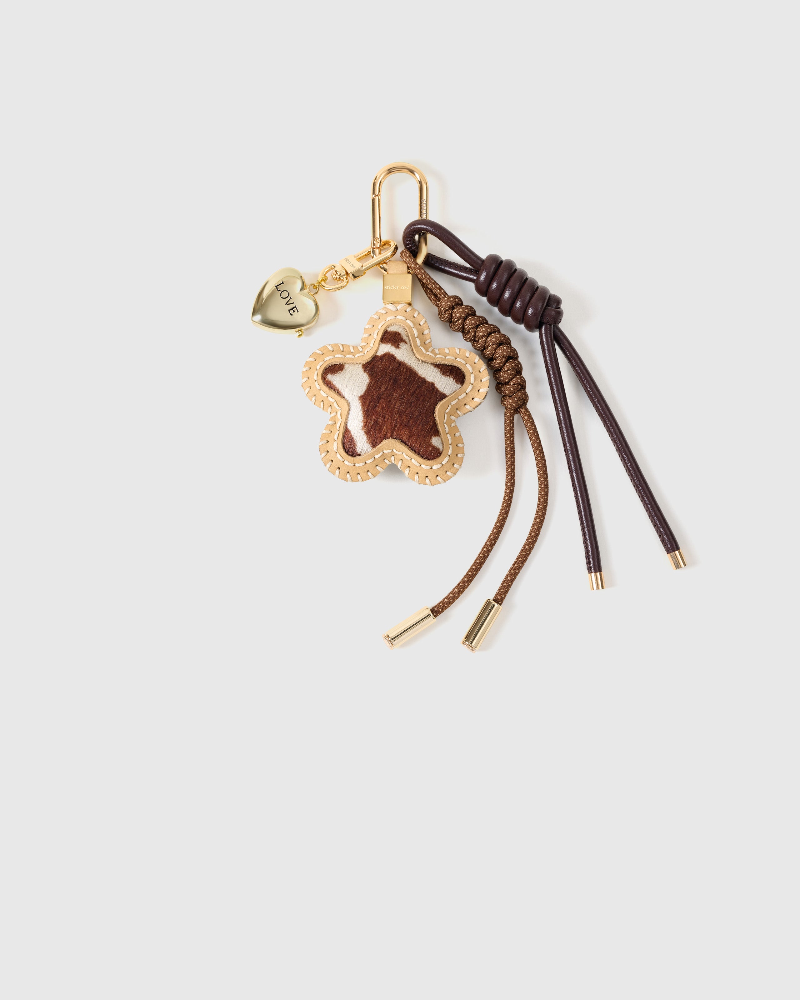 COWHIDE STAR STACK CHARM