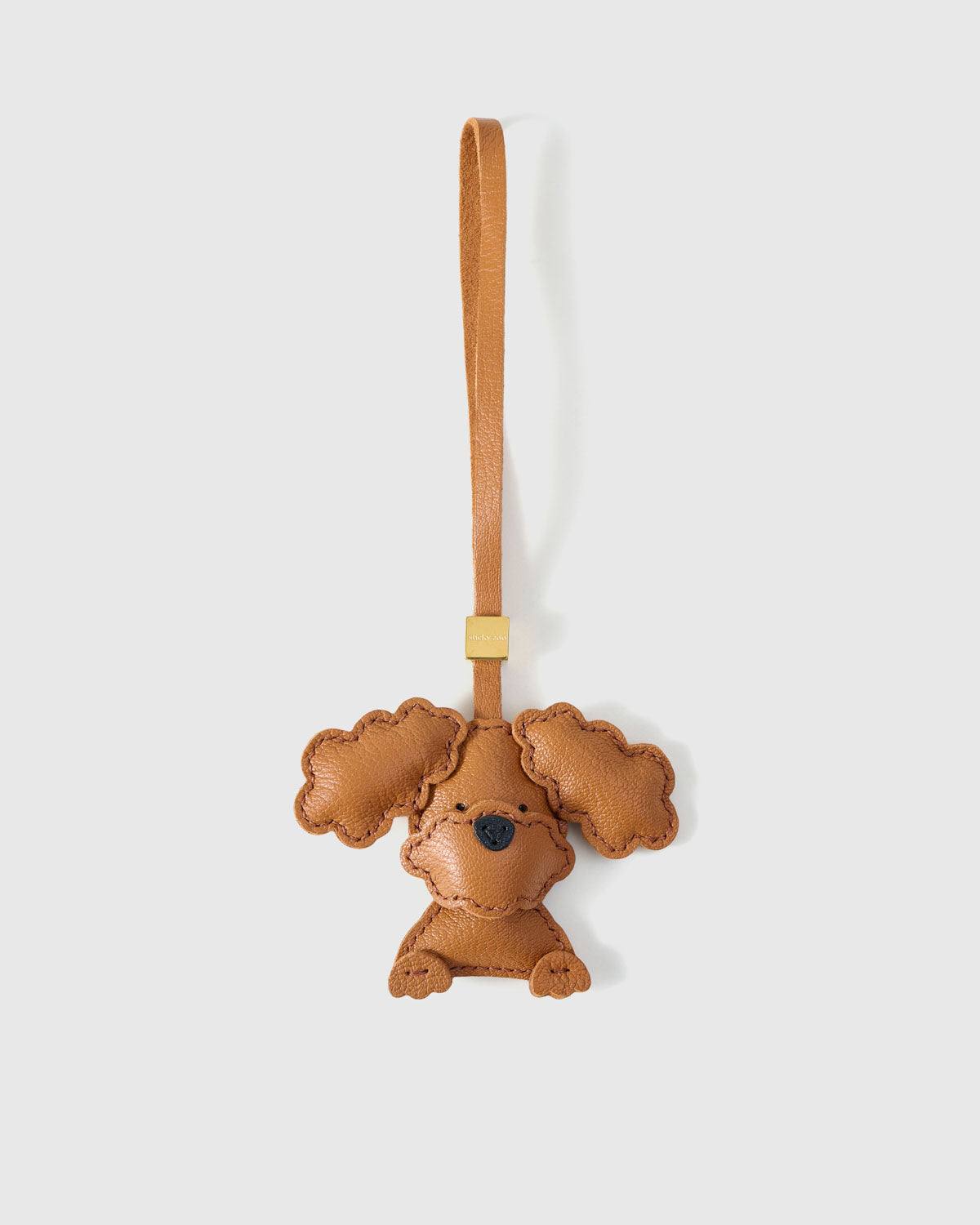 Poodle Puppy Leather Bag Charm & Keychain – Handmade in Brown