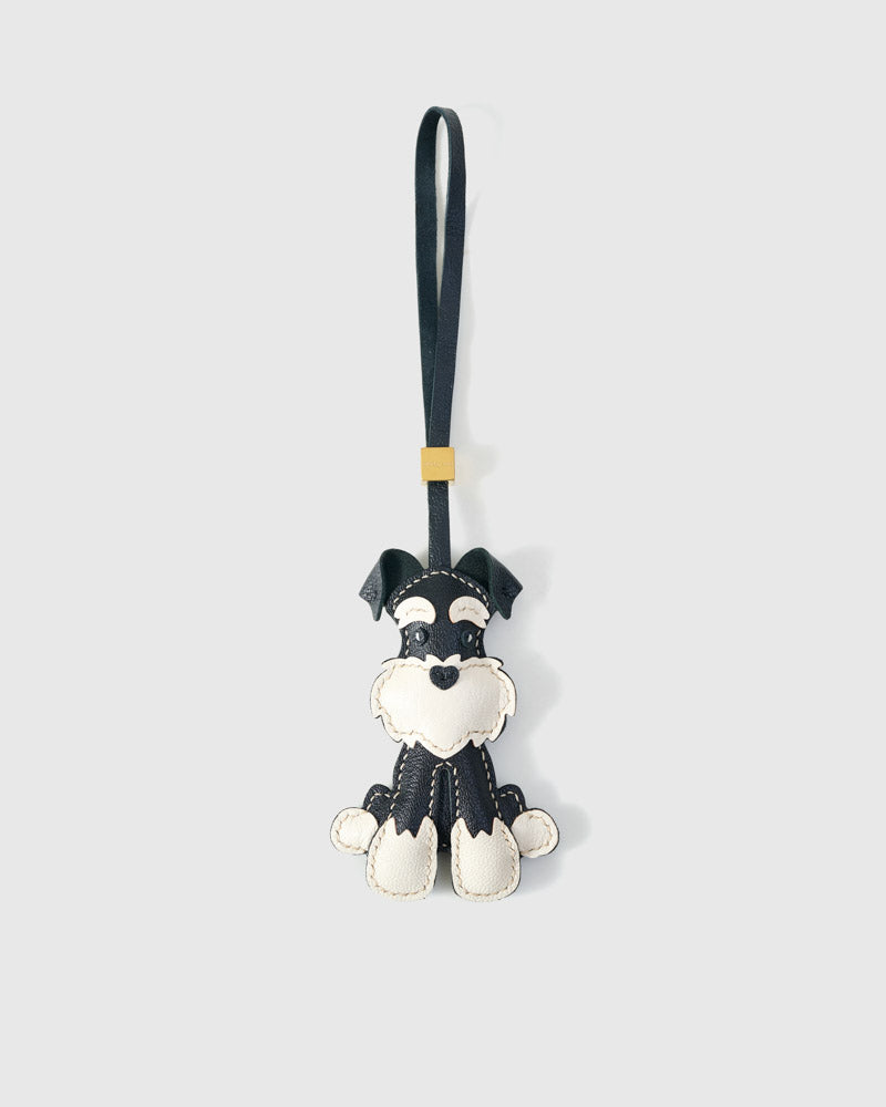 Black Urban Schnauzer Leather Charm — Hand-Cut French Leather