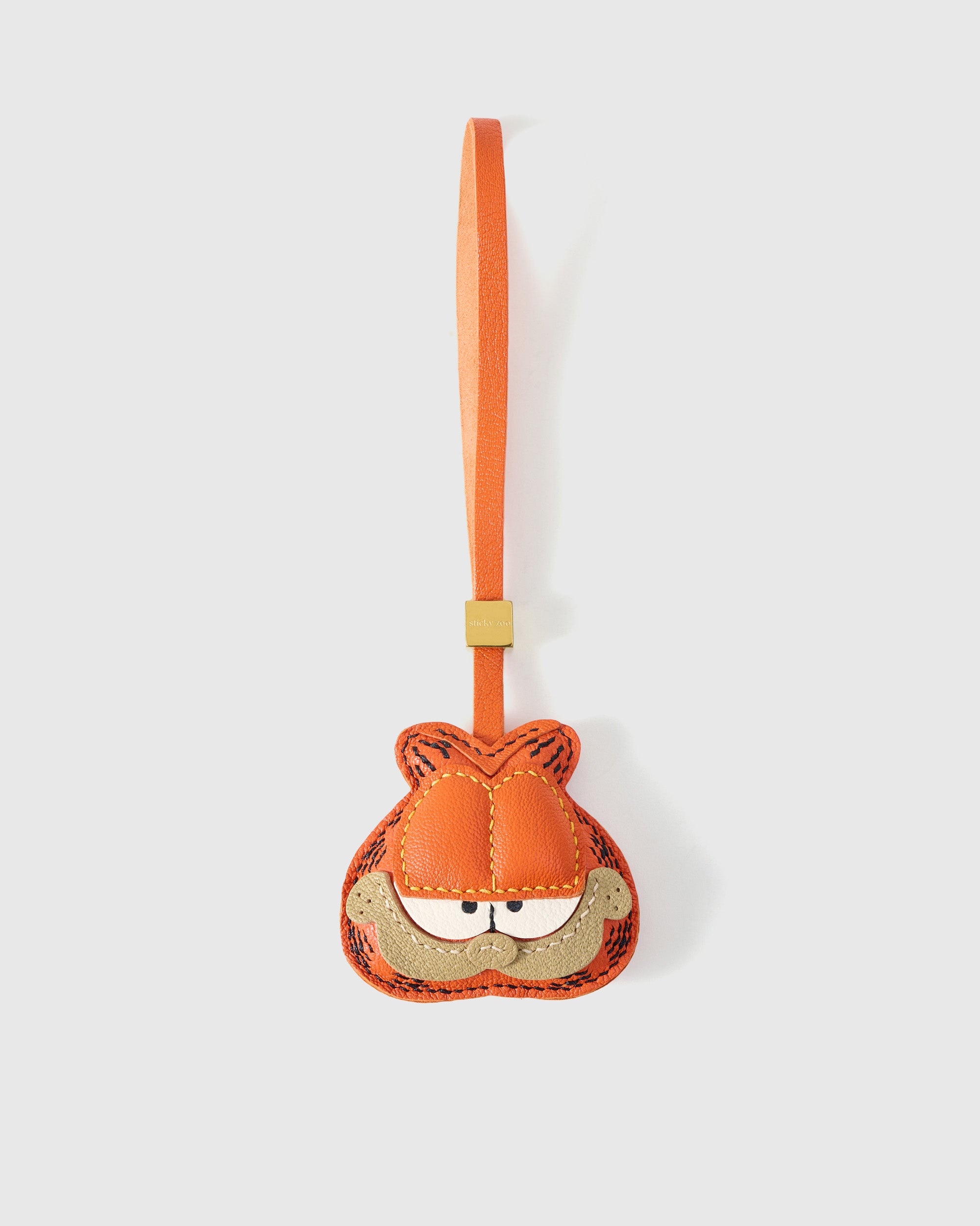 STICKY ZOO® – Orange Cat Leather Bag Charm & Keychain – Handmade