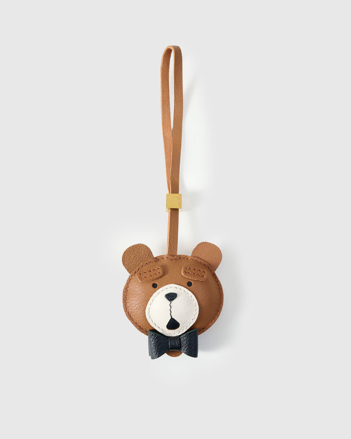 Teddy Bear Leather Bag Charm & Keychain – Handmade in Brown