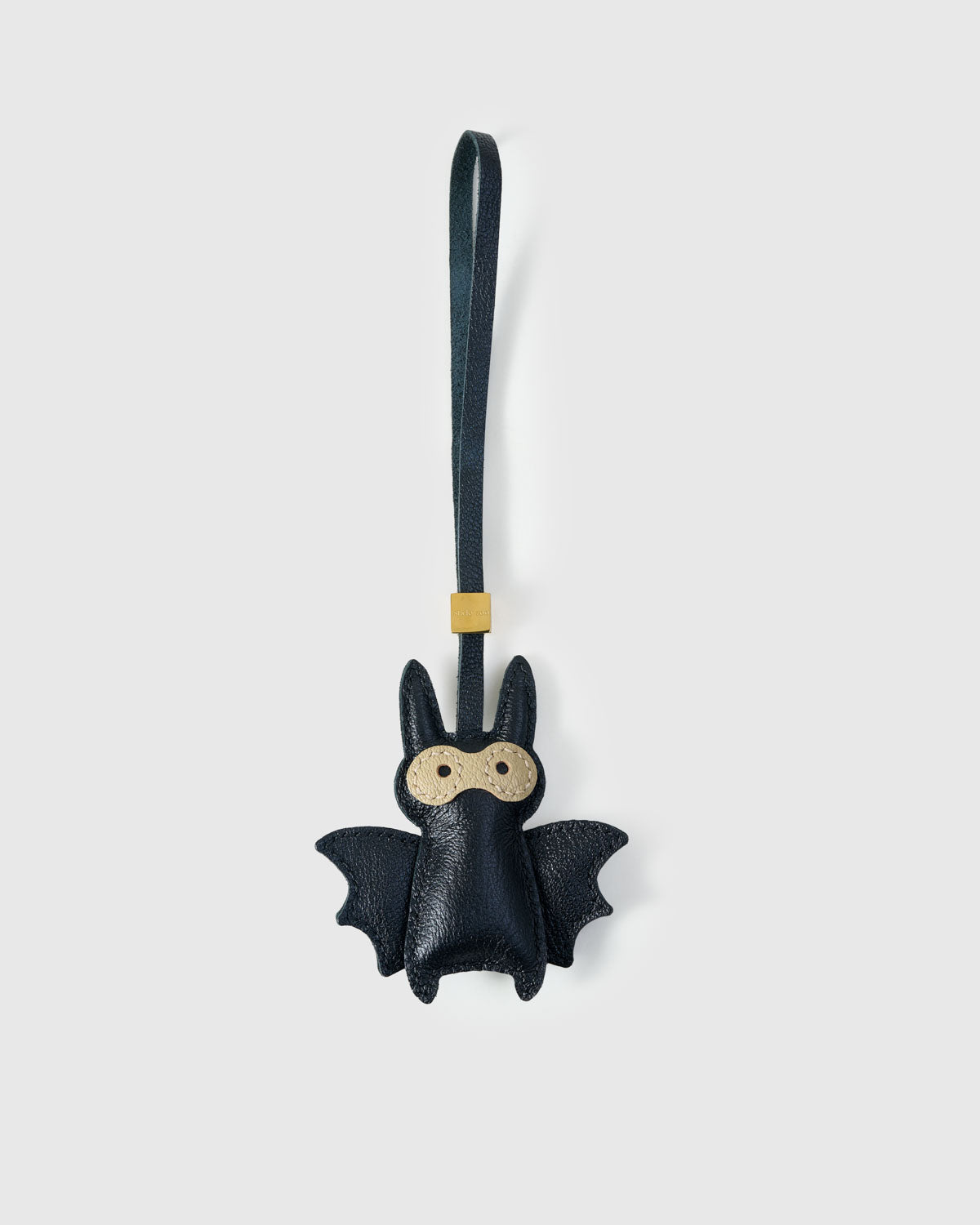 Bat Leather Bag Charm & Keychain – Handmade in Black and Gold