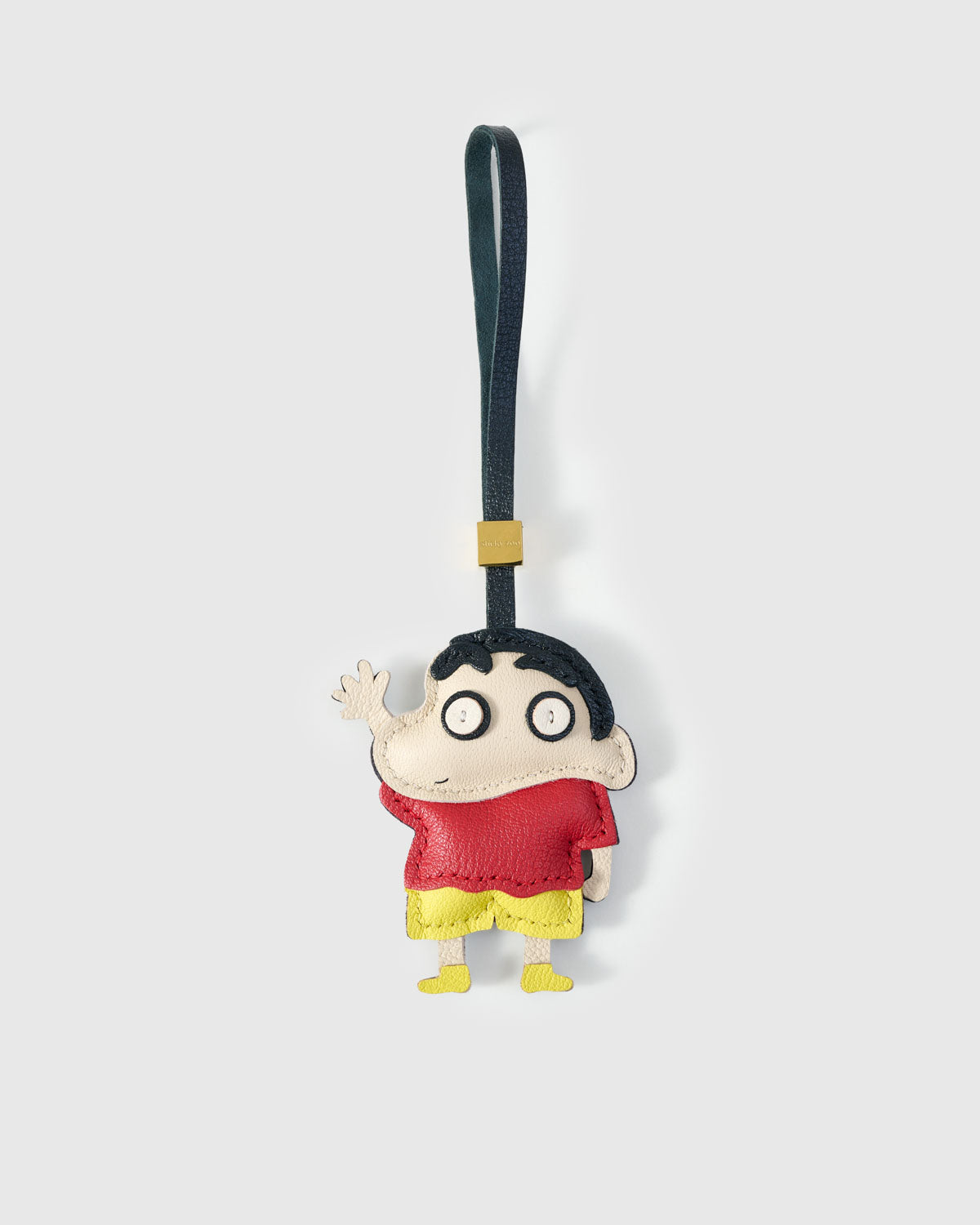 Crayon Shin-Chan Leather Bag Charm & Keychain – Handmade in Red