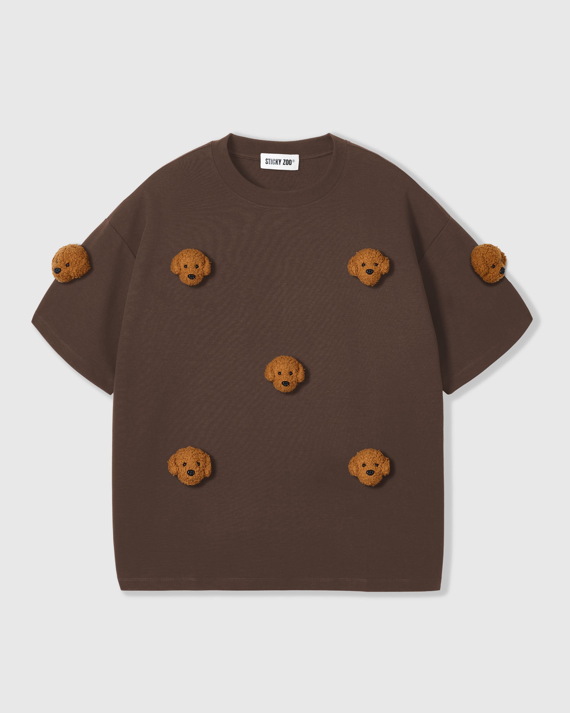 Brown Poodle Plush T-Shirt · Handmade 230gsm Oversized – STICKYZOO®
