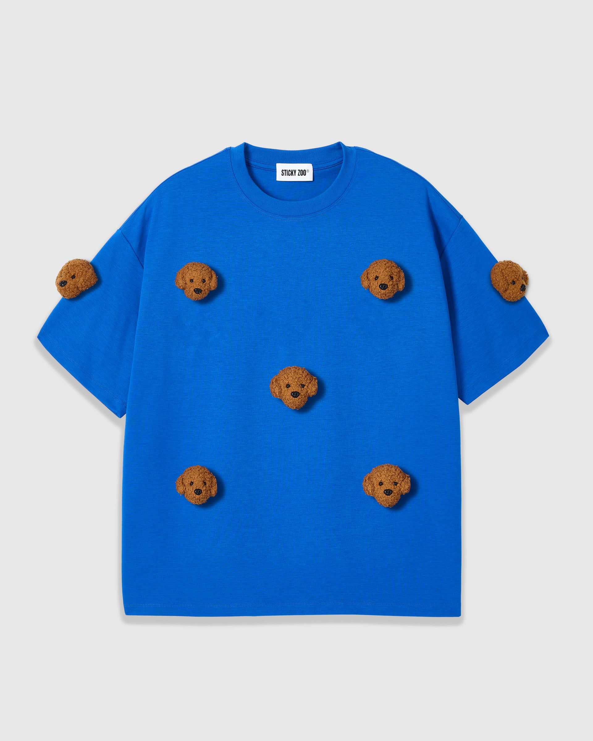 230gsm Poodle Plush T-Shirt Blue · Handmade Oversized – STICKYZOO®