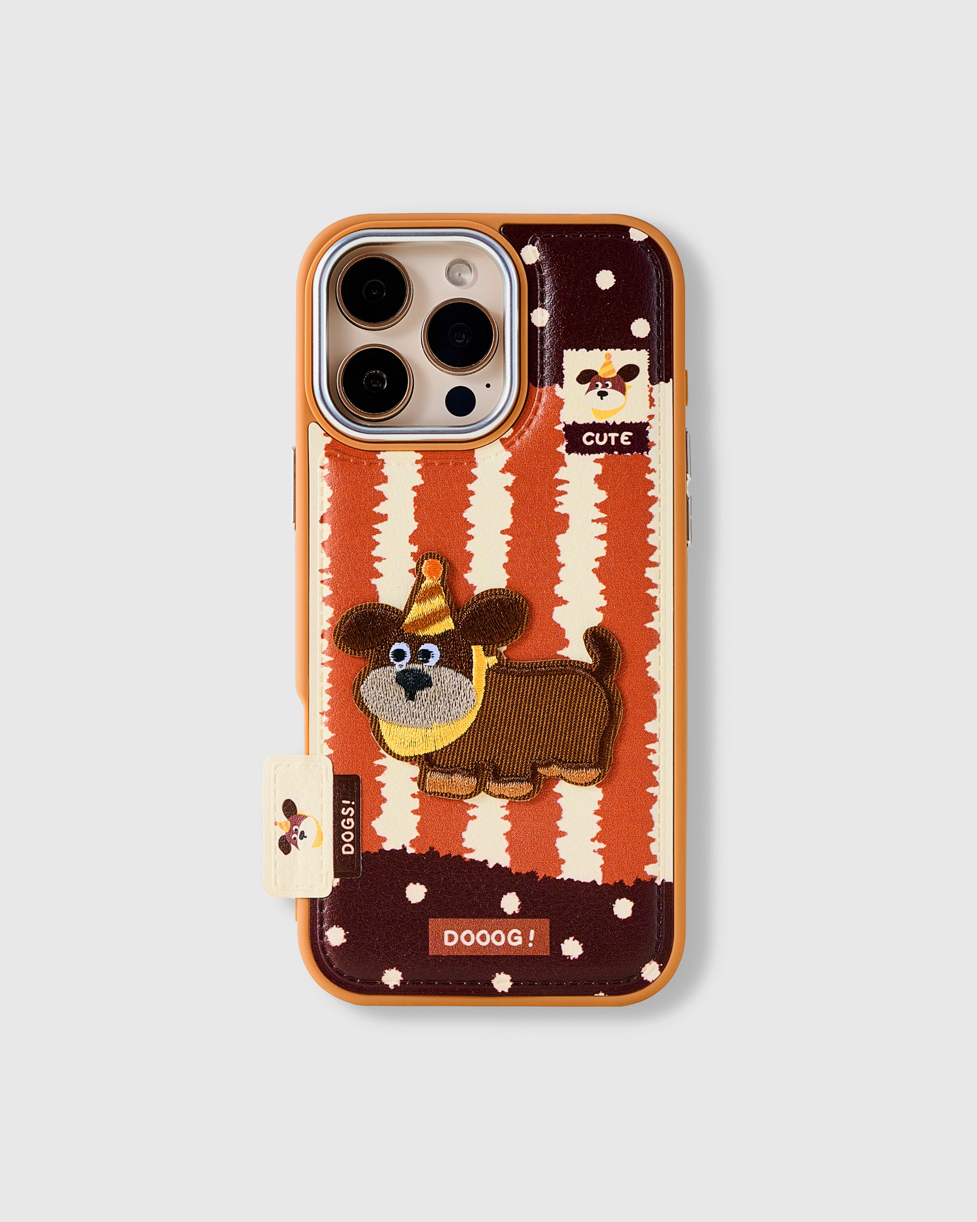 sticky zoo ブラウン iPhone用ケース Sticky Zoo® – Cute Puppy iPhone Case with Embroidered Patch – Gift