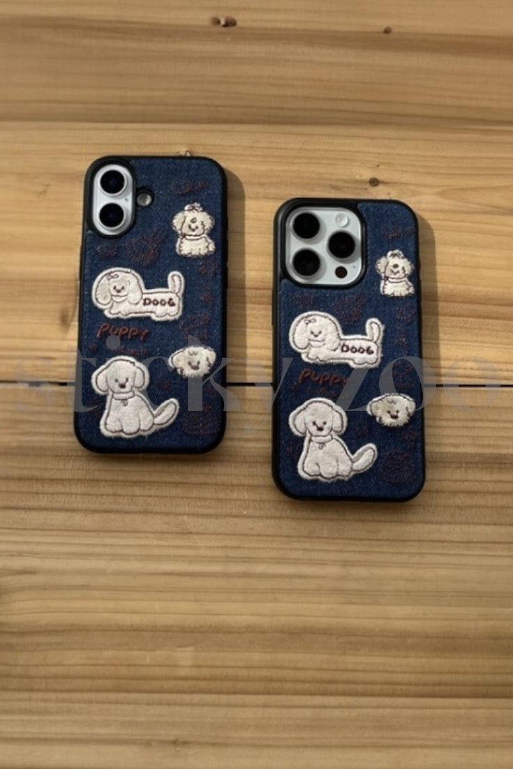 PUPPY DENIM EMBROIDERED CASE
