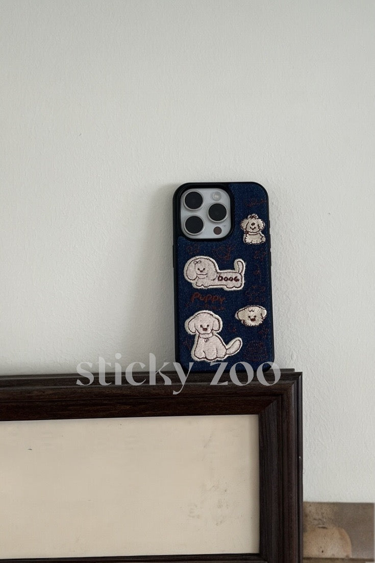 PUPPY DENIM EMBROIDERED CASE