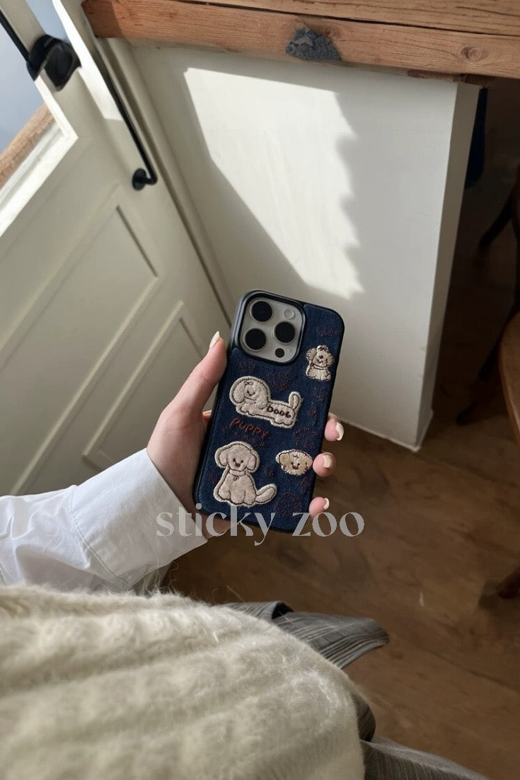 PUPPY DENIM EMBROIDERED CASE