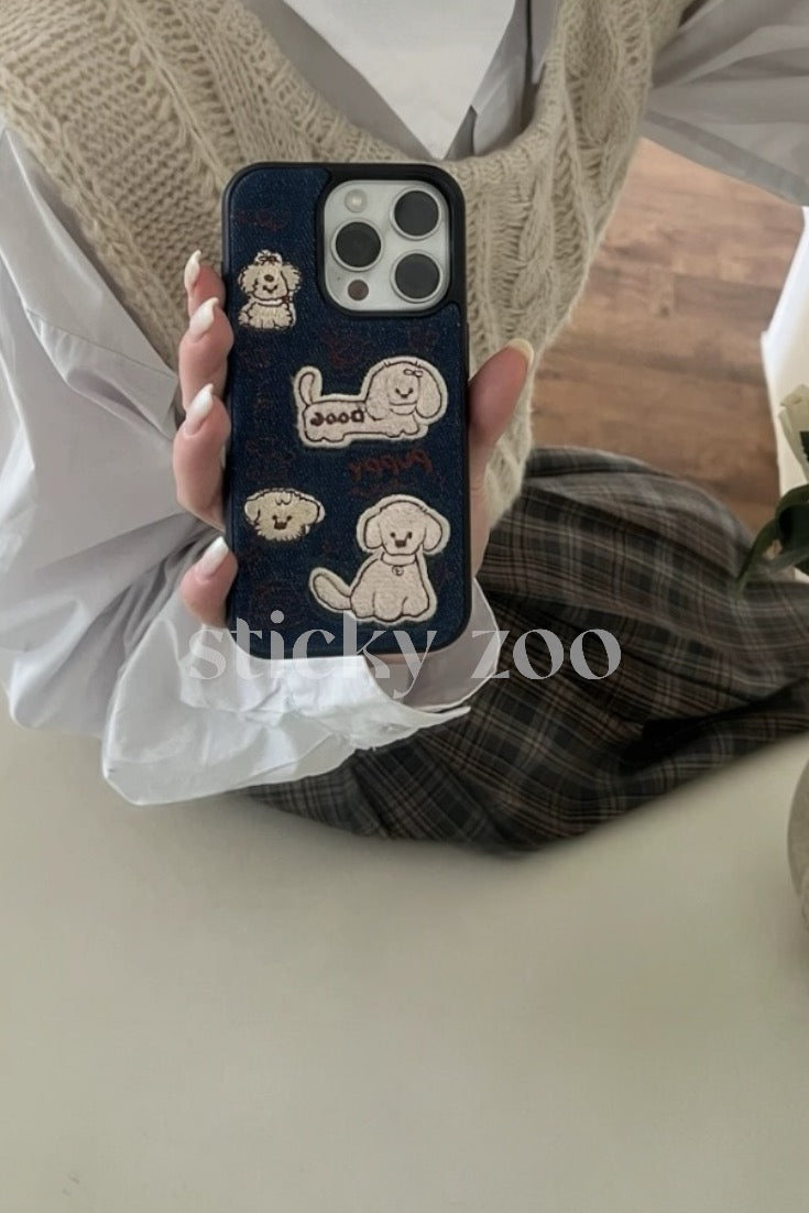 PUPPY DENIM EMBROIDERED CASE