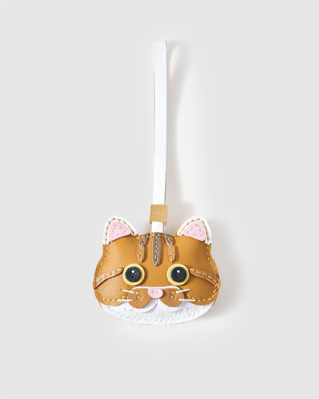 STICKY ZOO® – Orange Tabby Cat Leather Bag Charm & Keychain