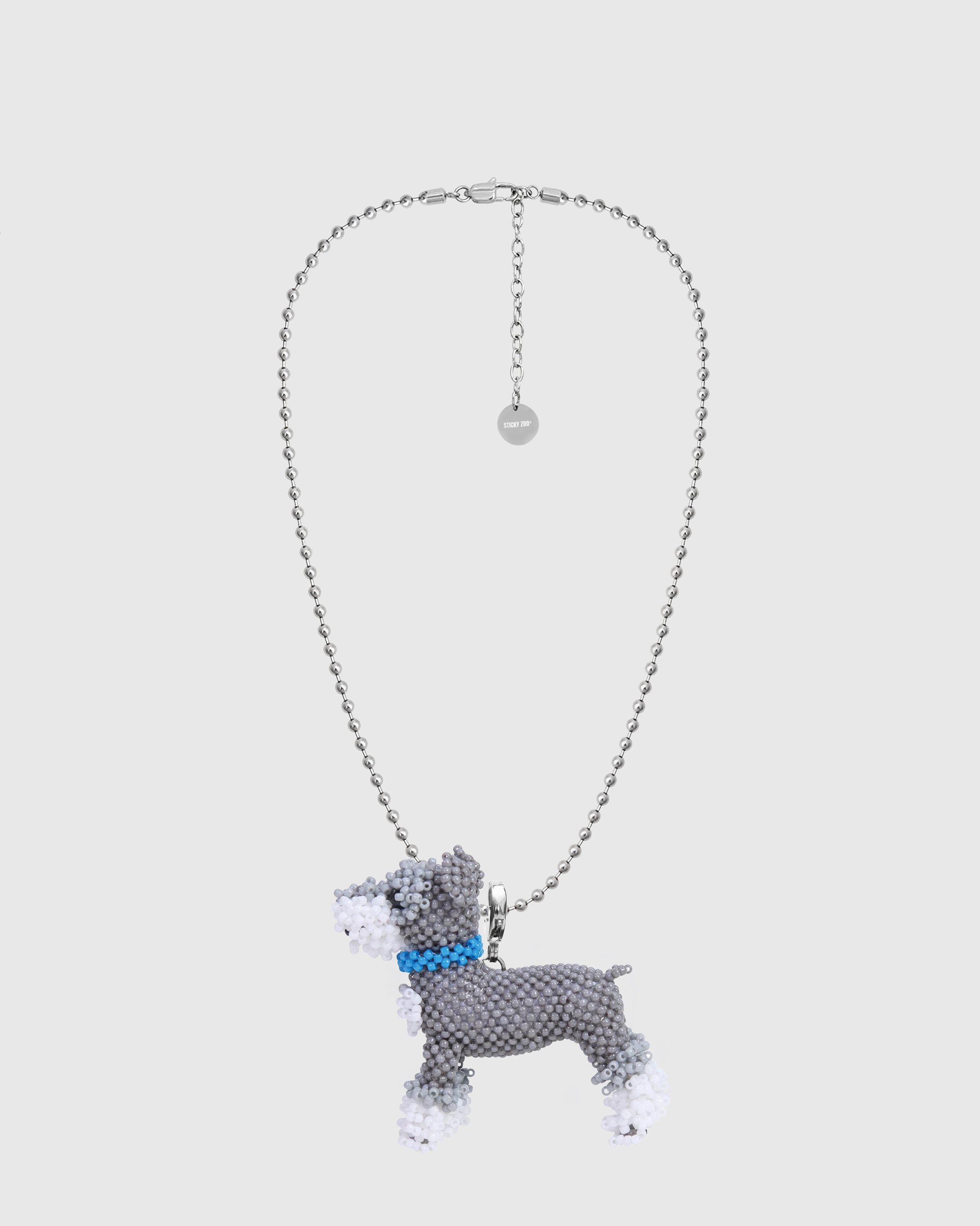 Mini Schnauzer Beaded Necklace – Stainless Steel Chain – STICKY ZOO®