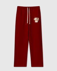 Styled view of Cardinal Puppy Sweatpant with contrast cream drawstring visible