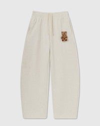 STICKYZOO Saint Teddy Bear Sweatpant in light gray heather with hand-stitched 3D plush teddy bear applique