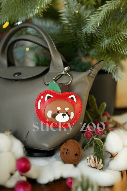 RACCOON APPLE CHRISTMAS BAG CHARM