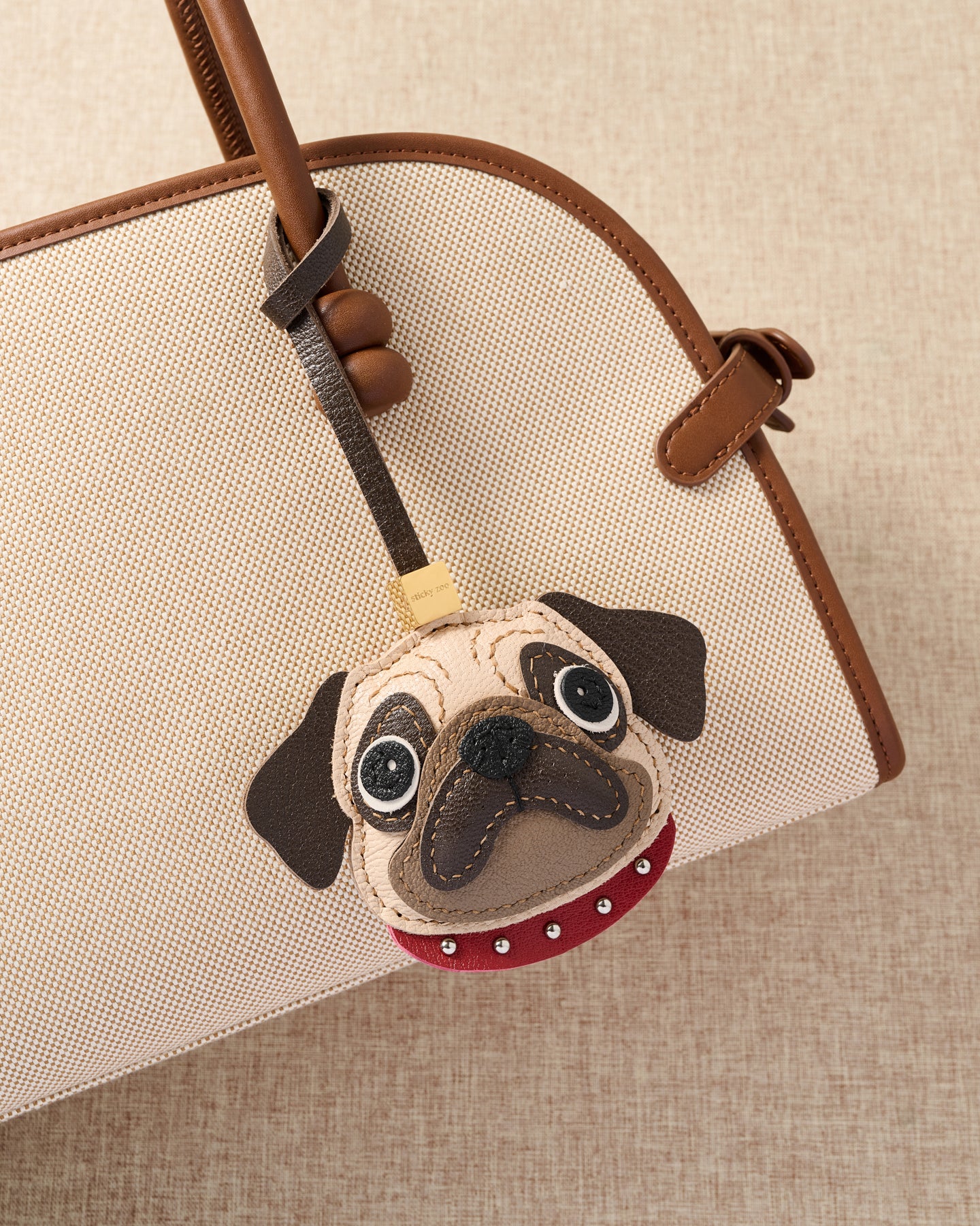 The Pug Charm — Exclusive Handmade French Leather Bag Charm
