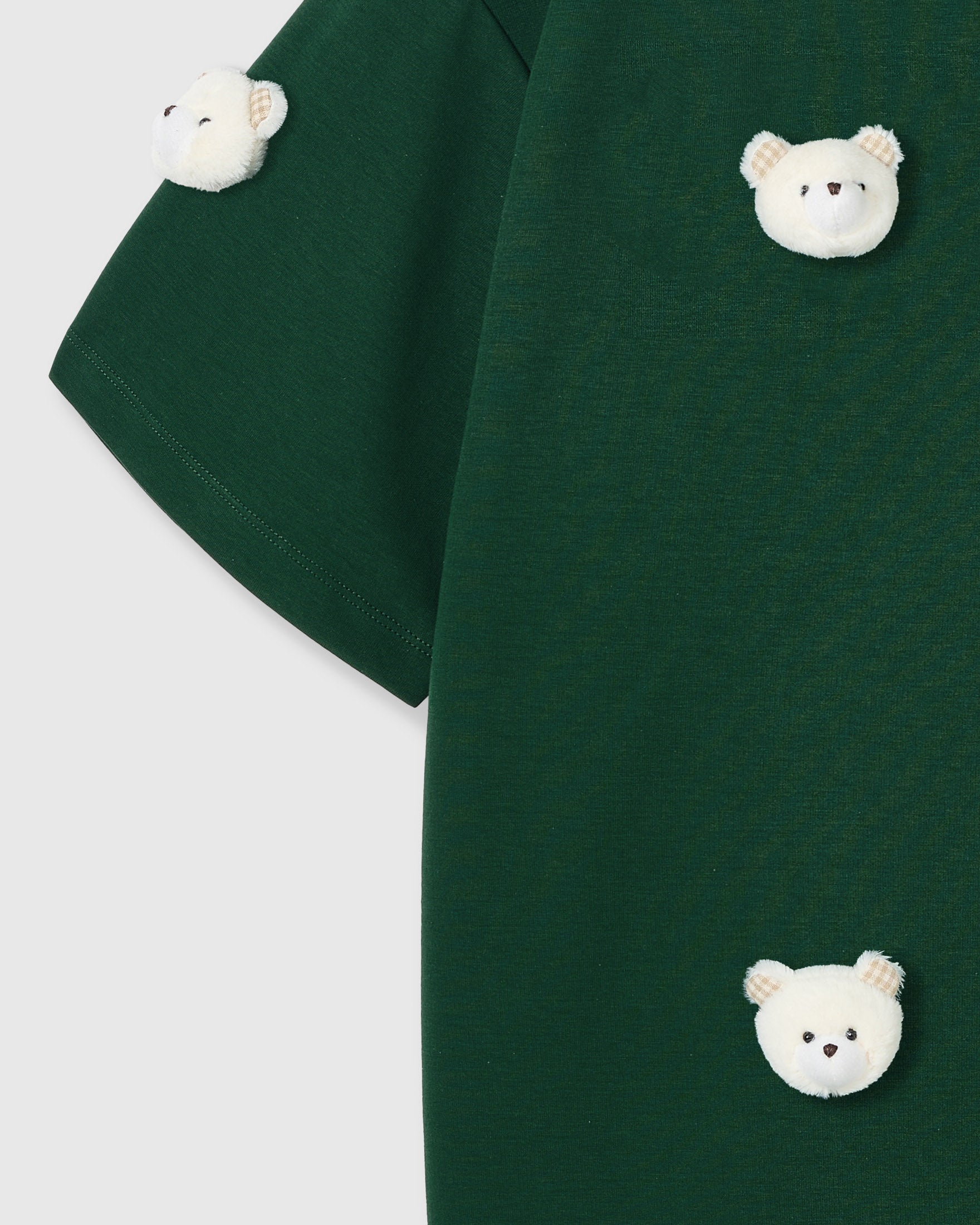 BEAR CHECKERED EAR WHITE T-SHIRT
