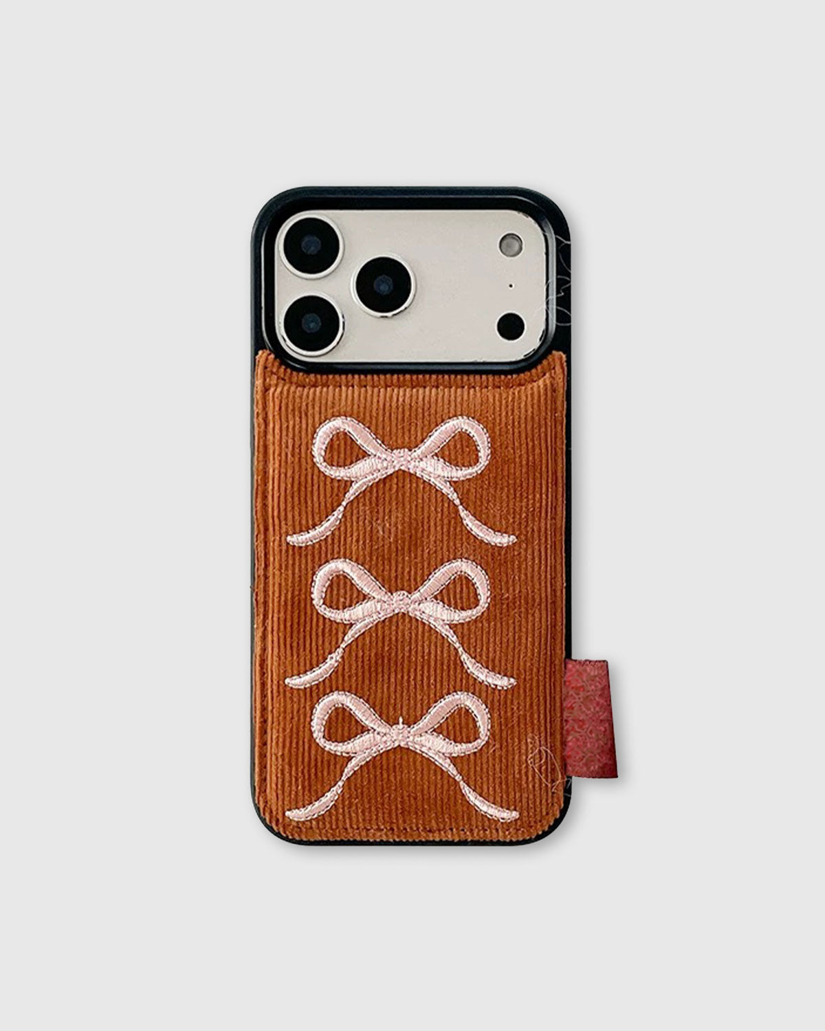 TRIPLE BOW CORDUROY WALLET PHONE CASE