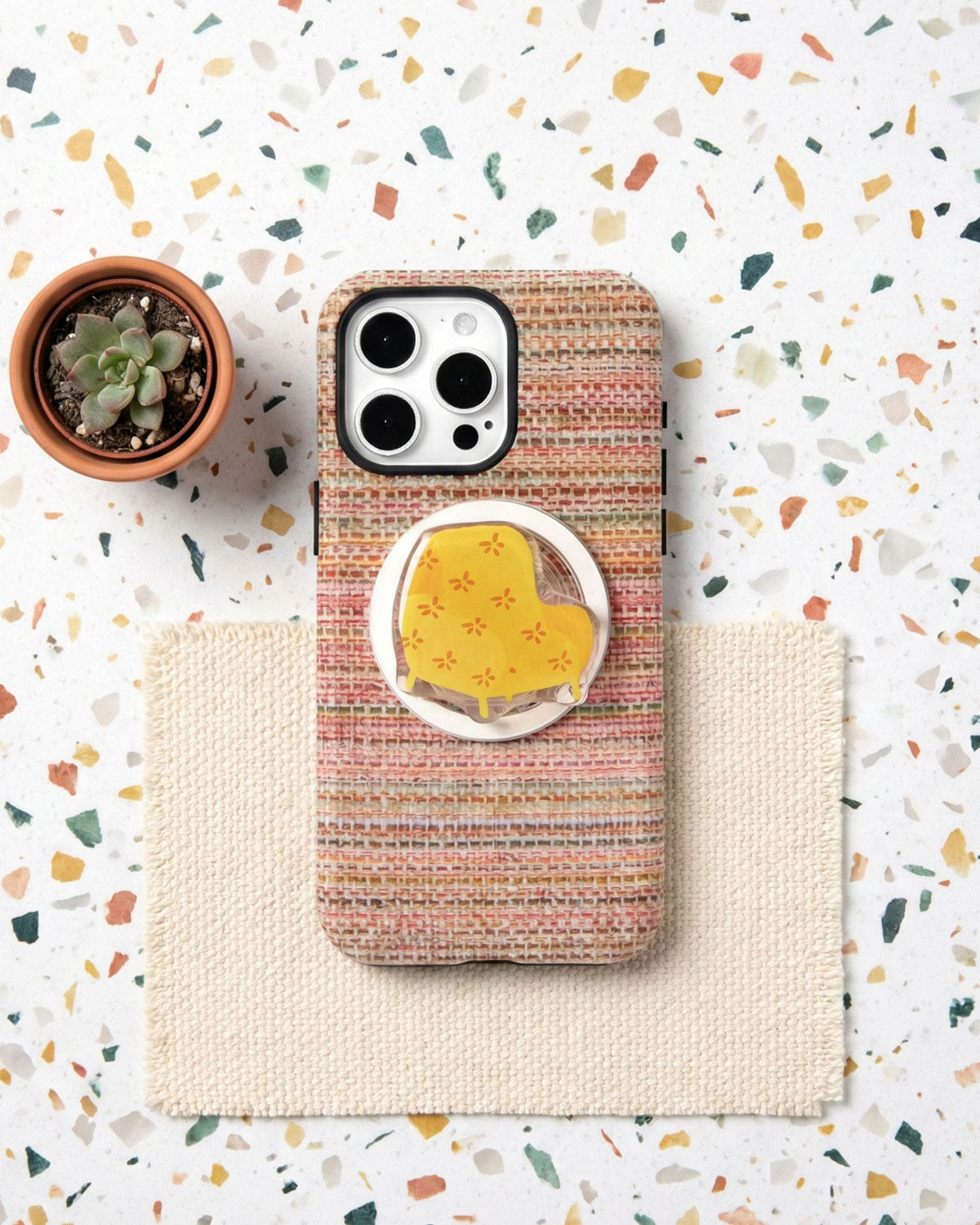 GELE STOEL TWEED TELEFOONHOESJE