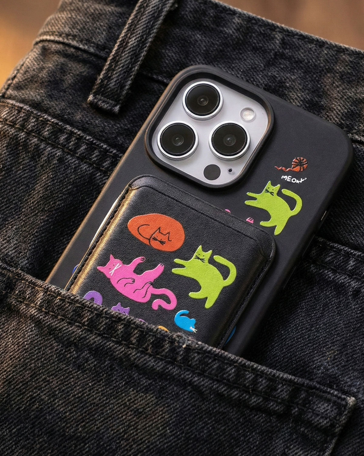 Custodia per telefono con portafoglio Gatti Colorati