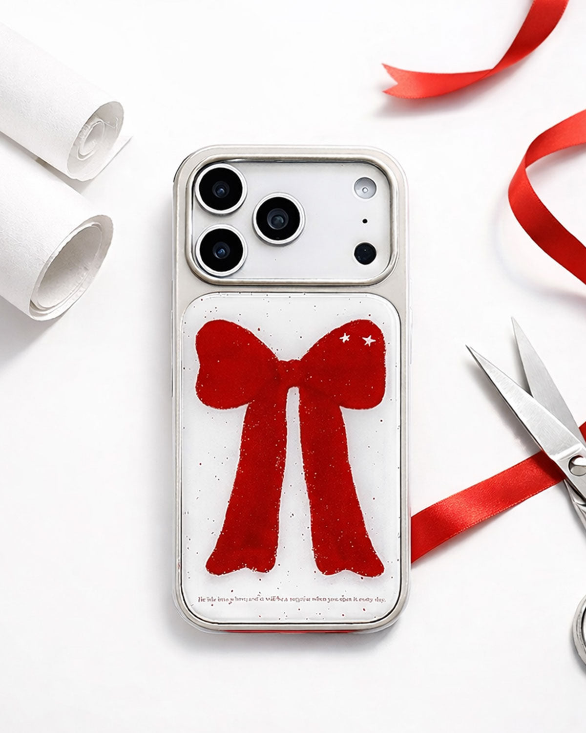 RED PAINTED BOW PHONE CASE