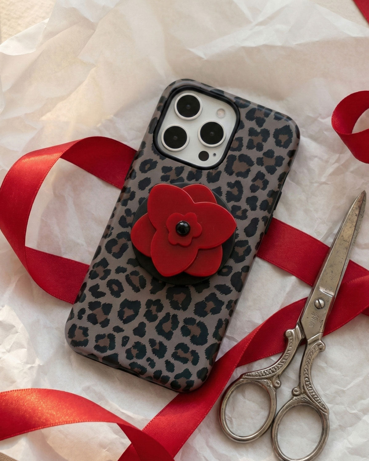 LEOPARD RED BLOOM PHONE CASE
