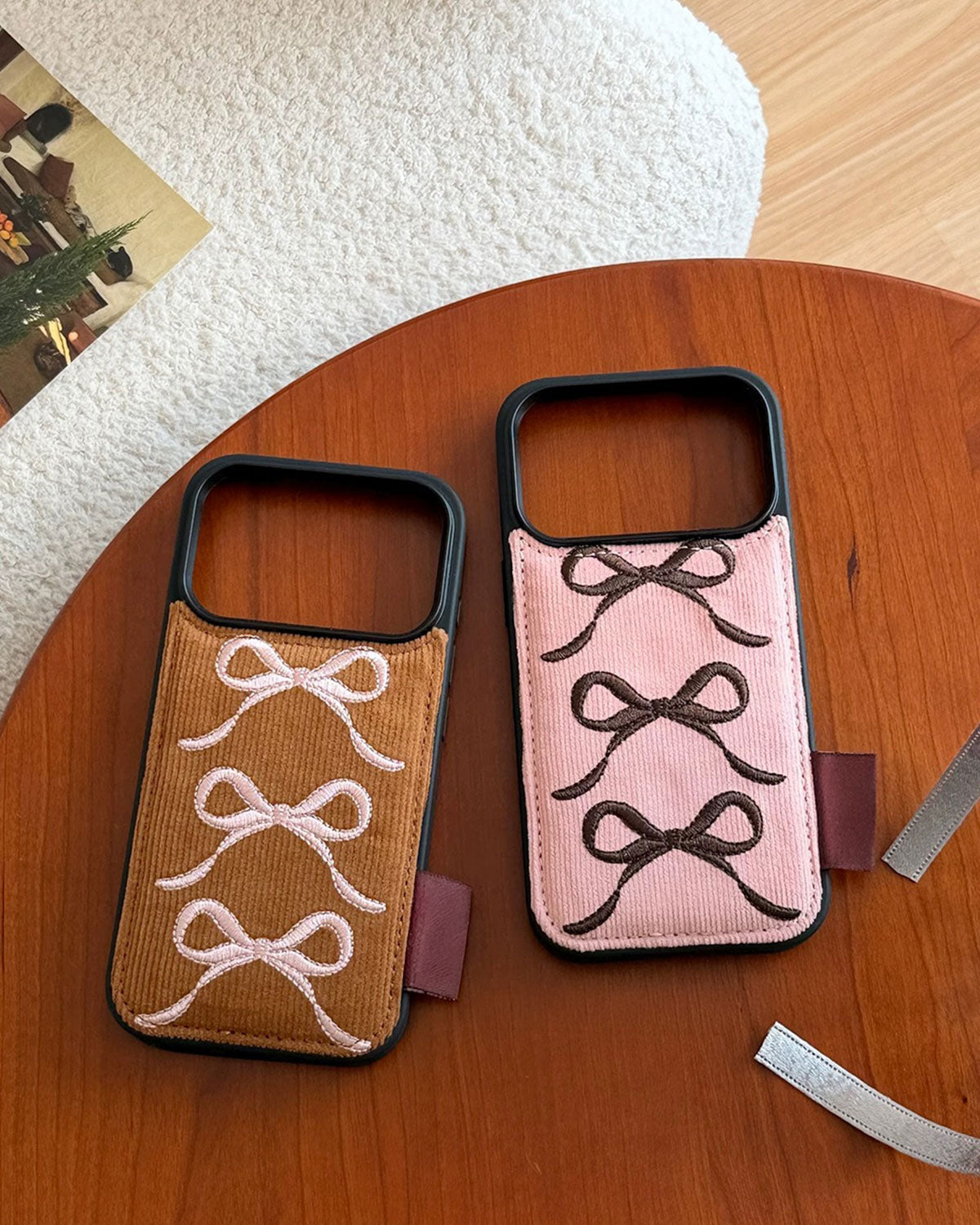 ROZE DRIEMAAL STRIKJE KORDUUR PORTEMONNEE TELEFOONHOESJE