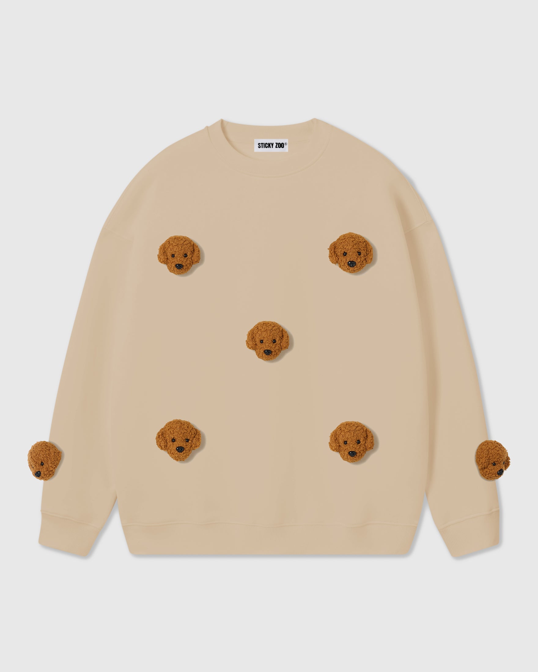 {{Machine wash safe}} STICKYZOO Poodle Parade Sweatshirt in forest green colorway