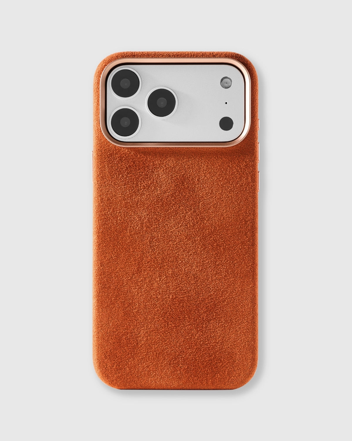 {{Real Alcantara}} Hand-wrapped warm burnt orange Alcantara phone case with soft suede finish by STICKYZOO