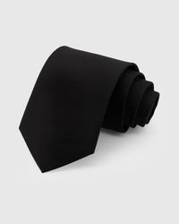 STICKYZOO Onyx Herringbone Tie in mulberry silk with tonal herringbone weave on onyx ground, 45° bias-cut Italian method