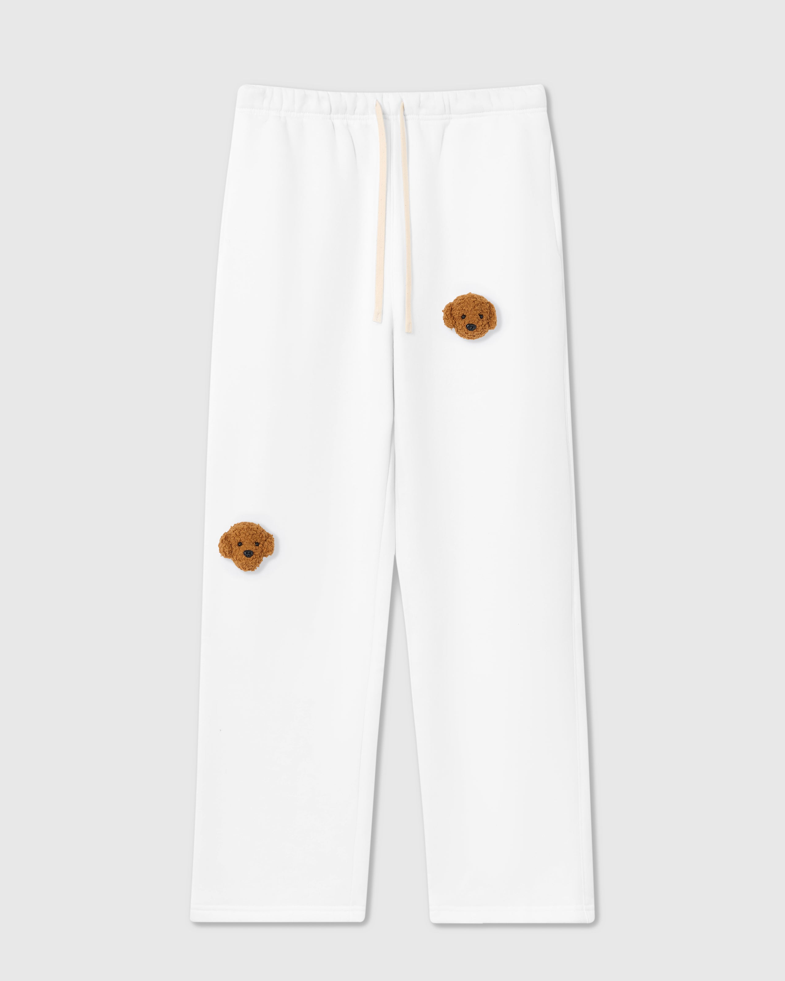 {{2 plush poodles}} STICKYZOO POODLE PARADE SWEATPANT featuring 2 hand-stitched plush poodles, designed in Amsterdam