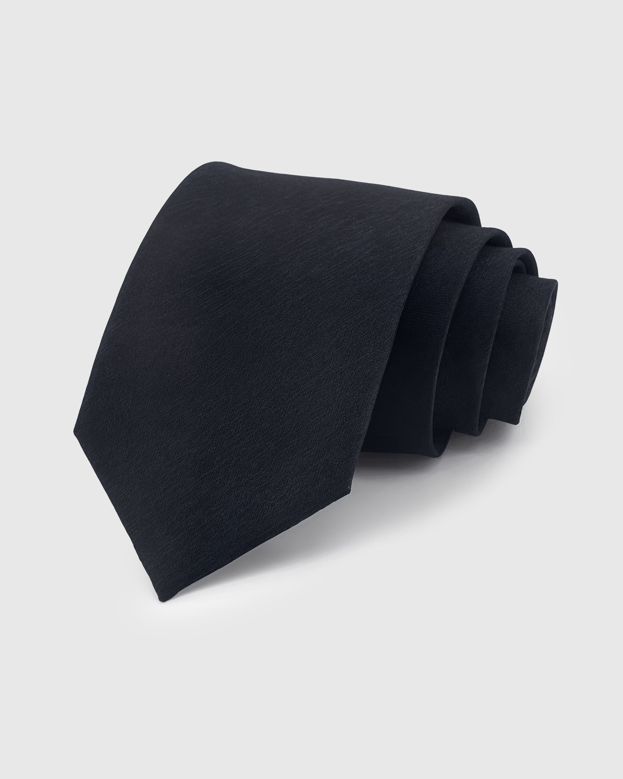 {100% mulberry silk slubbed texture} STICKYZOO MIDNIGHT SLUB TIE in hand-embroidered mulberry silk with solid motif, 45° bias-cut Italian method