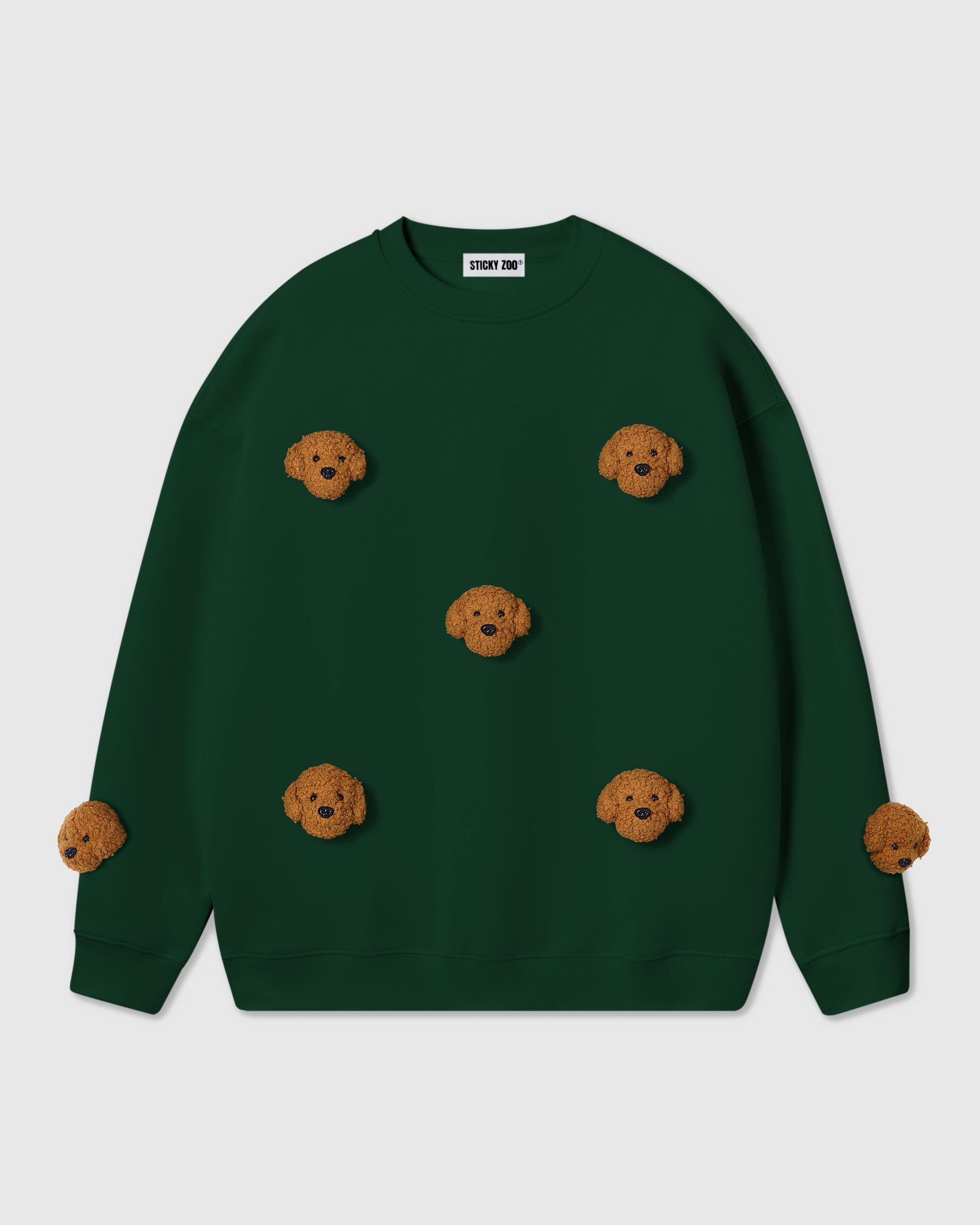 {{Built to last, not fade}} STICKYZOO Poodle Parade Sweatshirt in dark brown colorway