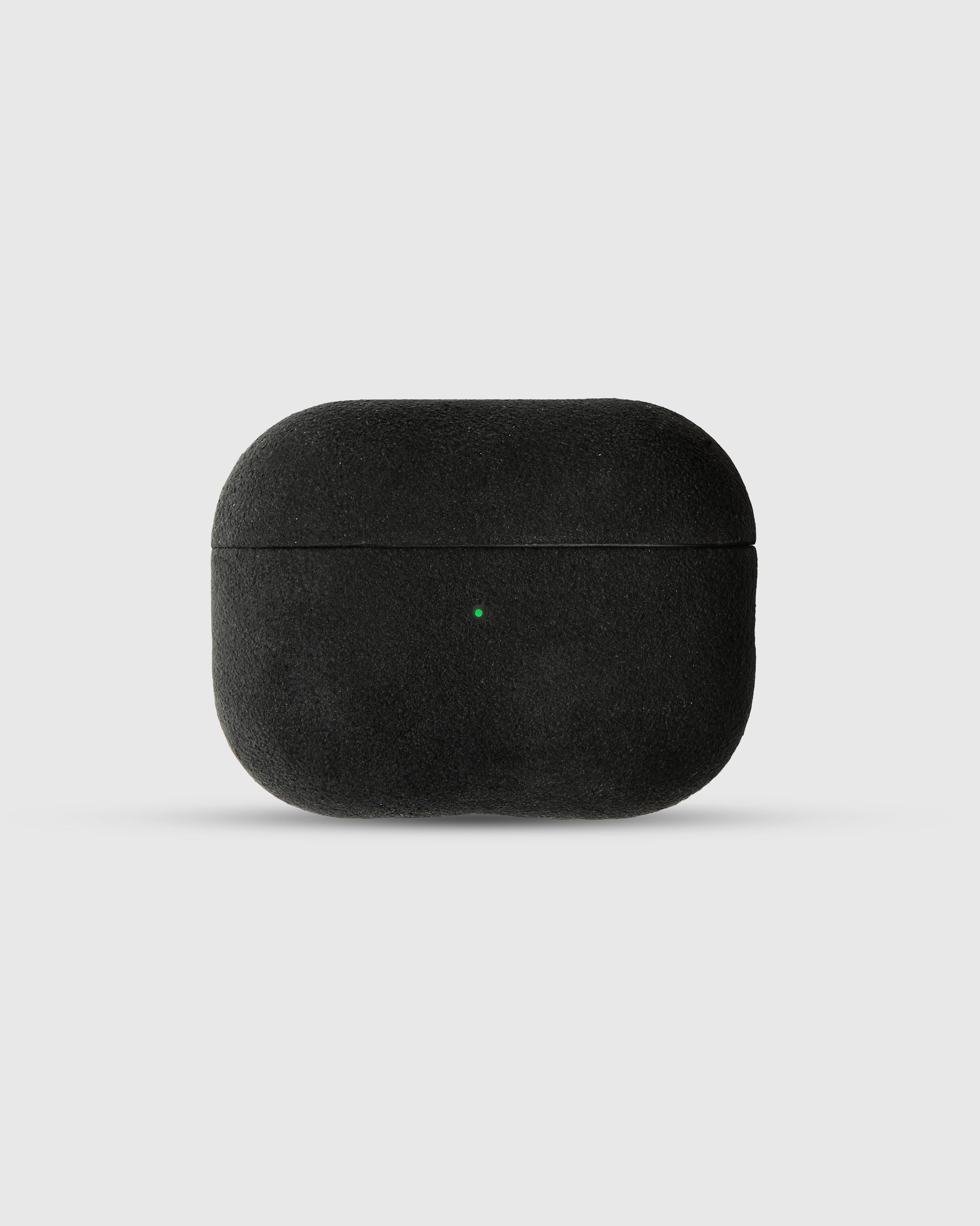 {{Black Alcantara.}} STICKYZOO Alcantara AirPods Pro Case in black Italian microfiber suede