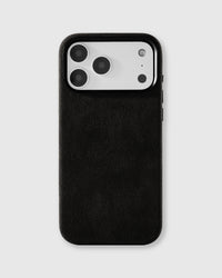 Alcantara phone case in deep black with genuine Italian microfiber suede texture