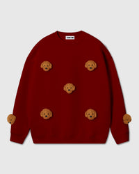 STICKYZOO POODLE PARADE SWEATSHIRT featuring 7 hand-stitched plush poodles, designed in Amsterdam