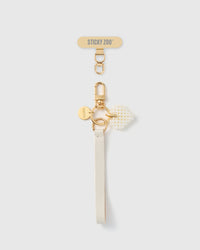 MINI PEARL HEART LEATHER PHONE STRAP