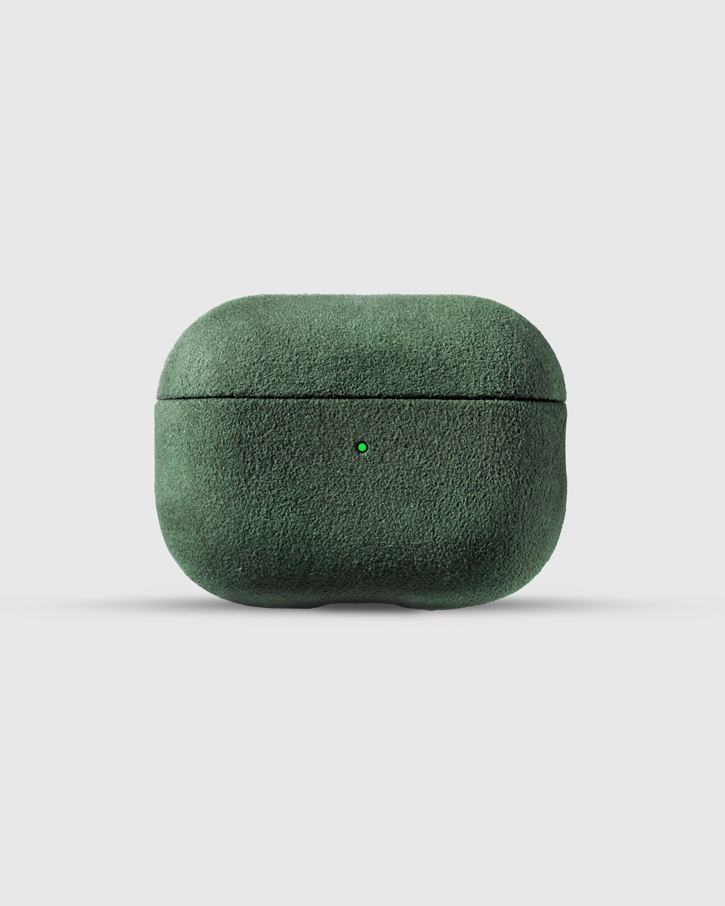 {{Evergreen Alcantara.}} Alcantara AirPods Pro Case in evergreen Italian microfiber suede