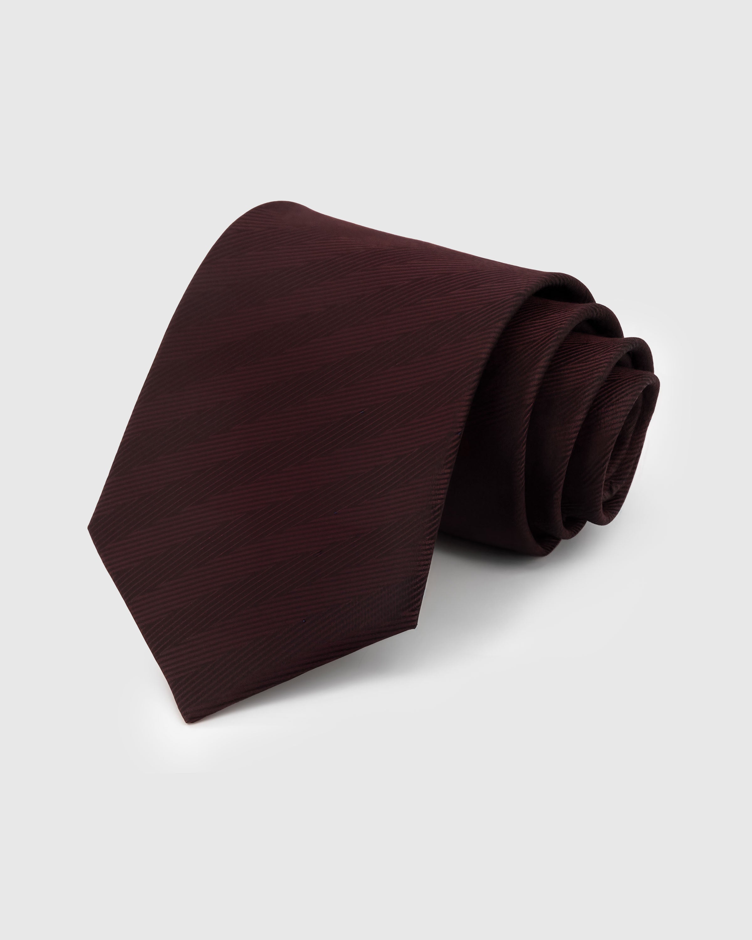 {100% mulberry silk weave} STICKYZOO MERLOT TONAL STRIPE TIE in hand-embroidered mulberry silk with tonal stripe motif, 45° bias-cut Italian method
