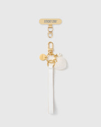 PEARL HEART LEATHER PHONE STRAP