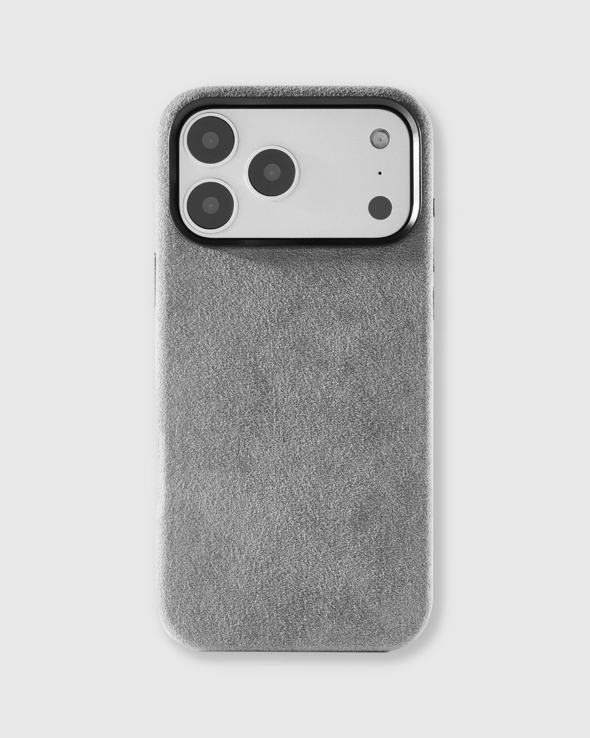 {{Real Alcantara}} Hand-wrapped soft light grey Alcantara phone case with soft suede finish by STICKYZOO
