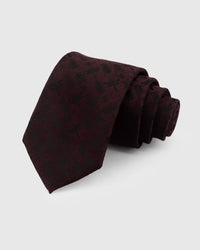 STICKYZOO Merlot Jacquard Tie in tonal jacquard mulberry silk with abstract floral weave, 45° bias-cut Italian method