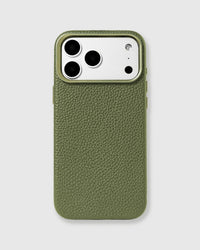 TEXTURED LEATHER CASE — OLIVE