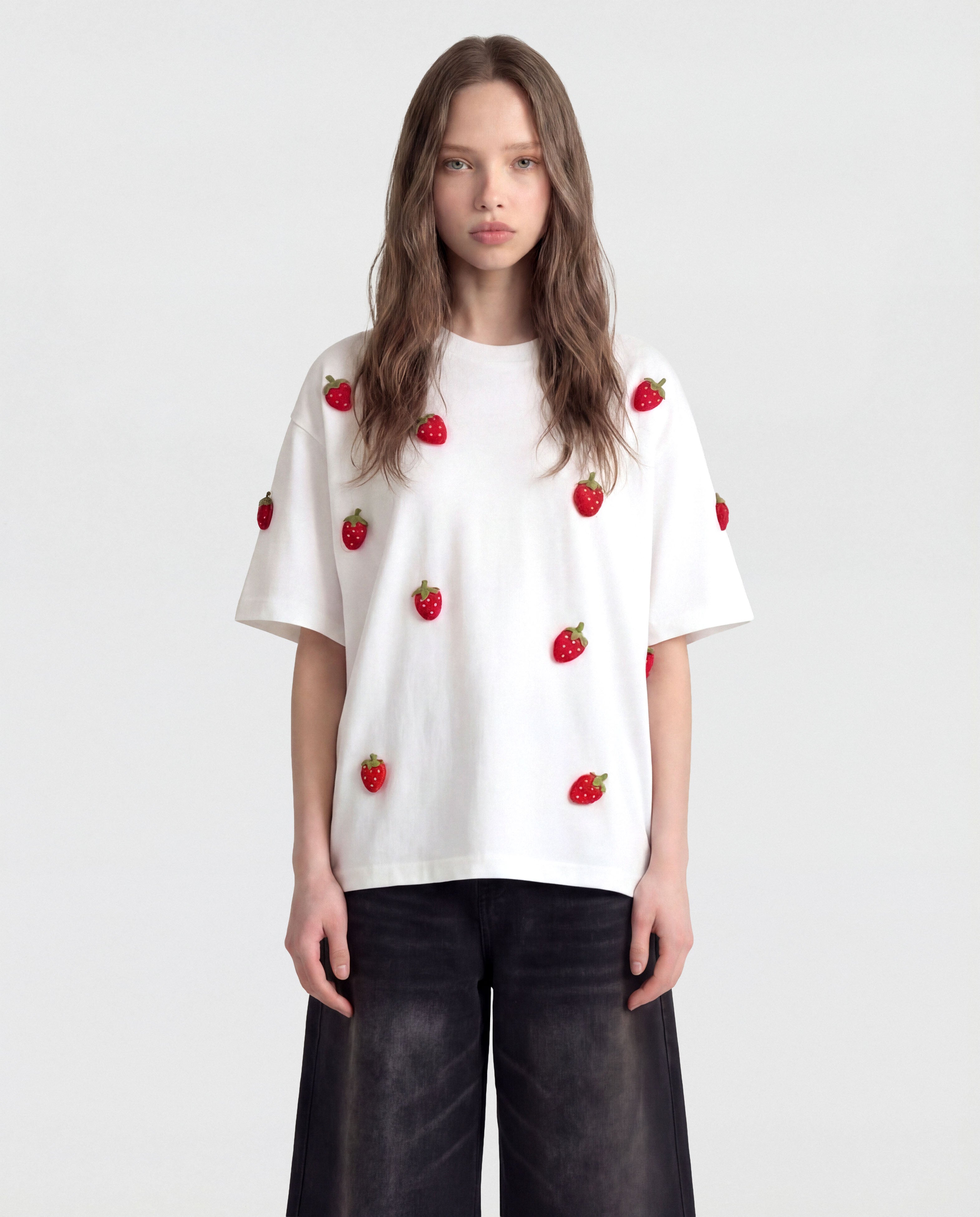 230gsm Strawberry Plush T-Shirt · Handmade, Oversized White