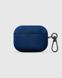 STICKYZOO Alcantara Clip AirPods Pro Case in deep navy microfiber suede with metal carabiner